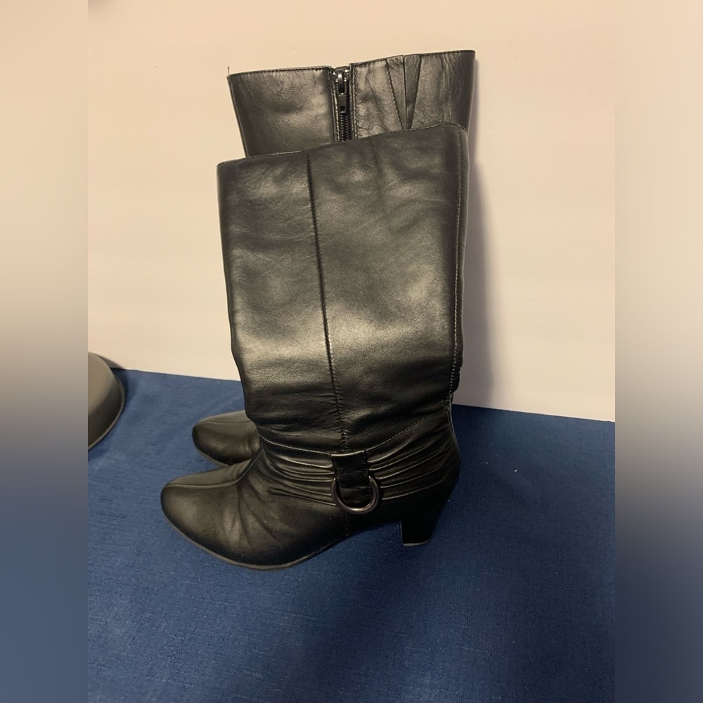 I Love Comfort Leather Heeled Winter Boots Black Women's Size 8